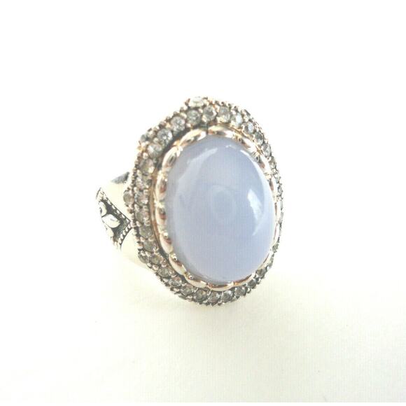 NEW Scott Kay BLUE CHALCEDONY & WHITE SAPPHIRE Sterling Silver RING Sz 6 w/ Tags - Picture 5 of 7